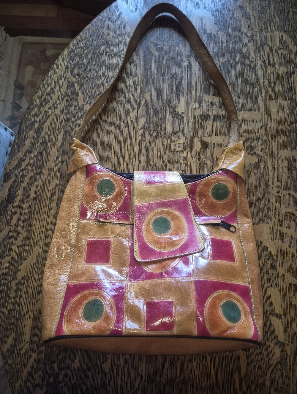 Vintage Patchwork Leather Boho Crossbody Bag - Picture 6 of 6